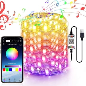 JeashCHAT Smart Fairy String Lights USB Bluetooth Twinkle Lights with Timer and Remote, Music Sync and App Controlled Funny Modes Color Changing Firefly Lights for Indoor Decor