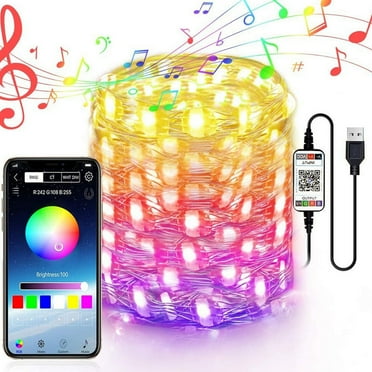 JeashCHAT Smart Fairy String Lights USB Bluetooth Twinkle Lights with Timer and Remote, Music Sync and App Controlled Funny Modes Color Changing Firefly Lights for Indoor Decor