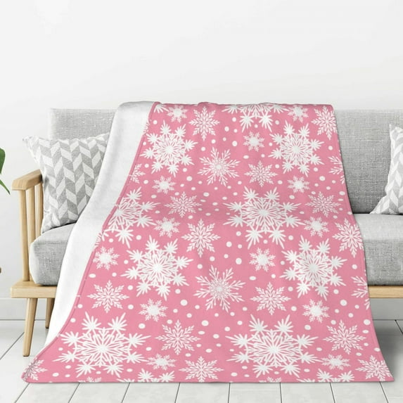 JeashCHAT Snowflake Christmas Blanket, Christmas Snowflake Throw Blanket for Sofa Couch, Soft Warm Cozy Small Blanket for Home Office Dorm Chair, Christmas Decorations Gifts, 51 x 39 Inches