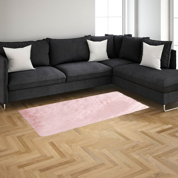 JeashCHAT Soft Runner Rugs for Bedroom Living Room, 1.64x5.25 Feet Fluffy Shaggy Area Rug Non Slip Plush Carpet for Nursery Dorm, Bedside Rug for Kids Boys Girls Room Home Decor, Pink