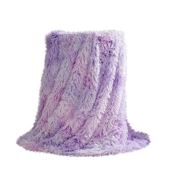 JeashCHAT Soft Throw Blanket 47" x 32", Reversible Fuzzy Lightweight Long Hair Shaggy Blanket, Fluffy Cozy Plush Fleece Comfy Blanket for Couch Sofa Bed, Purple