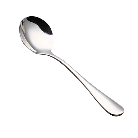 JeashCHAT Soup Spoon , Stainless Steel Coffee Spoon, Round Dinner Spoon for Kids Adults, Teaspoon Dessert Spoon, Smooth Handle, Dishwasher Safe, Silver (6 Inches)