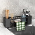 thumbnail image 1 of JeashCHAT Sponge Holder for Kitchen Sink, Sink Caddy with Dishcloth Rack and Brush Holder, Rustproof Kitchen Sink Organizer for Sponge, Soap Dispenser, Dish Brush (Black), 1 of 6