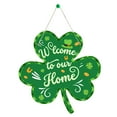 thumbnail image 1 of JeashCHAT St. Patrick's Day Door Sign Irish Green Clover Shamrock Shape Welcome Sign for Front Door Home Wall Indoor Outdoor Wreath Decorations, 1 of 8