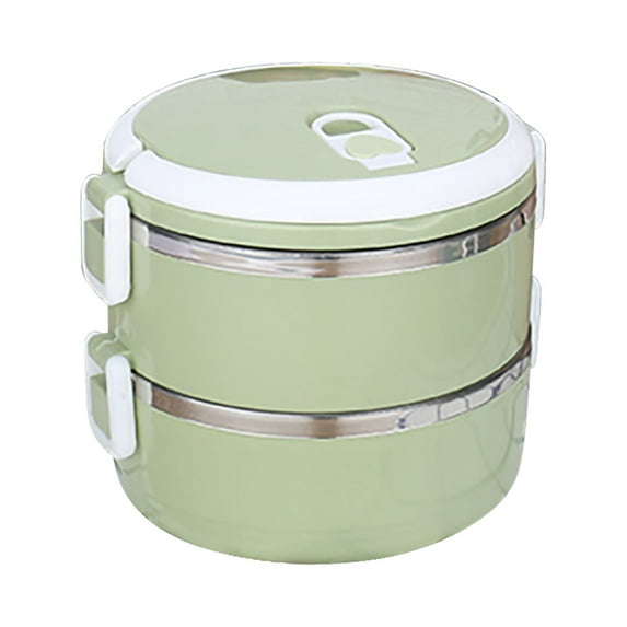 JeashCHAT Stackable Lunch Box Clearance, 1400ml 2-Tier Stainless Steel Insulated Bento Box for Aldults, Portable Food Container for Work Camping, Green