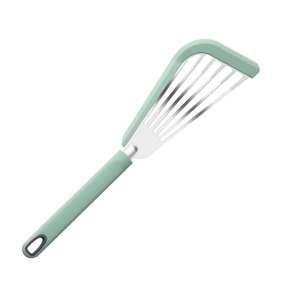 JeashCHAT Stainless Steel Fish Turner Nonstick Fish Spatula Slotted Metal Spatula with Silicone Handle for Kitchen Cooking, Green