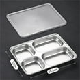 thumbnail image 1 of JeashCHAT Stainless Steel Lunch Box, 4 Compartments Food Containers, Metal Bento Lunch Box with Lid, Fruit Snack Containers, Reusable Divided Bento Box for Work Travel Picnic, 1 of 2