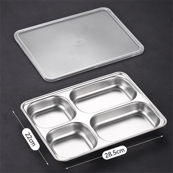 JeashCHAT Stainless Steel Lunch Box, 4 Compartments Food Containers, Metal Bento Lunch Box with Lid, Fruit Snack Containers, Reusable Divided Bento Box for Work Travel Picnic