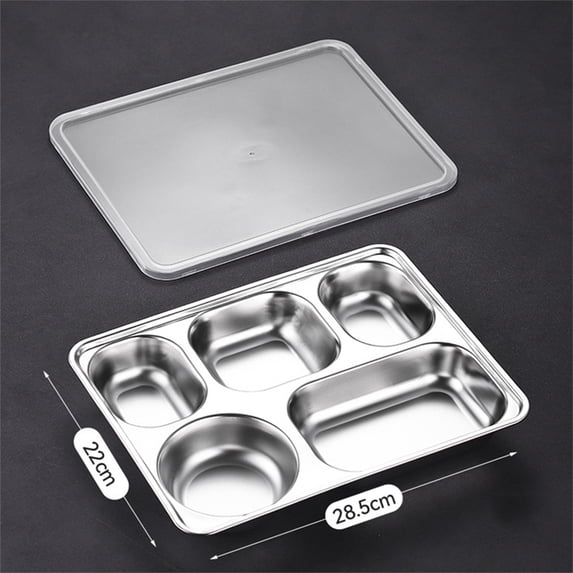 JeashCHAT Stainless Steel Lunch Box, 5 Compartments Food Containers, Metal Bento Lunch Box with Lid, Fruit Snack Containers, Reusable Divided Bento Box for Work Travel Picnic