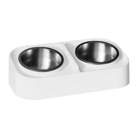 JeashCHAT Stainless Steel Pet Bowl Set Dog Bowls Cat Bowls Elevated Pet Food and Water Bowl Non-Slip No Spill Pet Feeder Bowls for Puppy Medium Dogs Cats, White