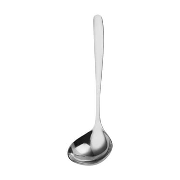 JeashCHAT Stainless Steel Soup Ladle Large Deep Soup Spoon Heavy-Duty Metal Soup Ladle for Stirring, Serving Soups and More - 6.8inch Short Handle