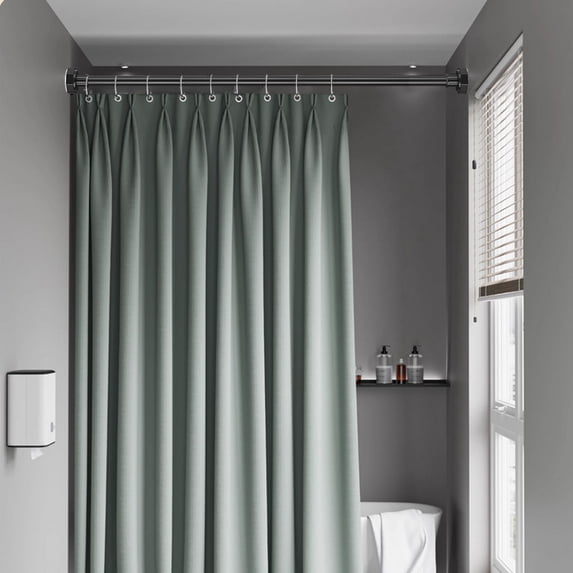 JeashCHAT Stainless Steel Tension Curtain Rod, Shower Curtain Rod 20-31 Inches Adjustable Non-Slip No Drilling Pole for Bathroom Window Shower Closet, Easy Installation