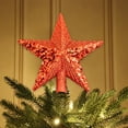 thumbnail image 1 of JeashCHAT Star Christmas Tree Topper, 5.7 Inch Xmas Glitter 3D Star Treetop Topper Ornament for Christmas Tree Decoration, Christmas Holiday Party Home Decor, Red, 1 of 6