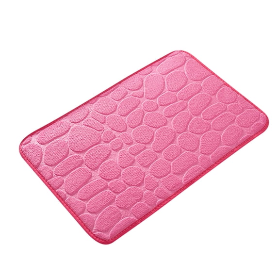 JeashCHAT Stone Embossed Bathroom Rug Memory Foam Bath Mat Ultra Soft Water Absorbent Floor Mat Non Slip Bath Rug Machine Washable Small Carpet, 15.7"x23.6", Pink