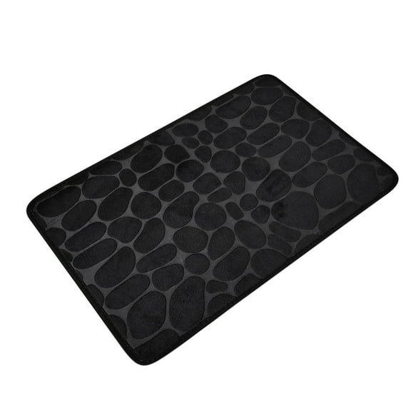 JeashCHAT Stone Embossed Bathroom Rug Memory Foam Bath Mat Ultra Soft Water Absorbent Floor Mat Non Slip Bath Rug Machine Washable Small Carpet, 15.7"x23.6", Black