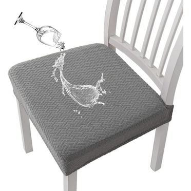 JeashCHAT Stretch Seat Covers for Dining Room Chairs, Removable Washable Kitchen Dining Chair Covers, Waterproof Chair Seat Slipcovers Protector, Gray