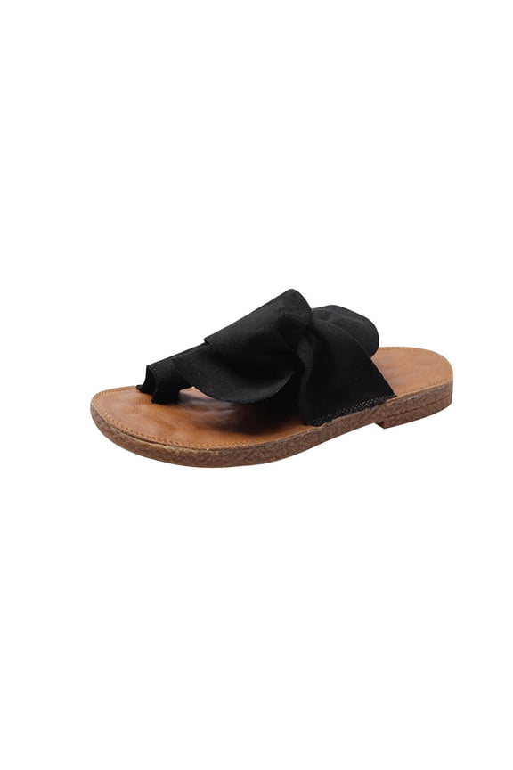 Summer Bow Tie Slippers Flat Espadrille Sandals for Women Casual Breathable Open Toe Sandals Elegant Slip On Slides Sandals