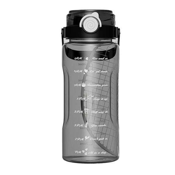 JeashCHAT Summer Plastic Water Bottle 1500ml Large Capacity Sports Water Bottle with Straw and Carrying Handle, Water Bottle for Gym Travel Camping Outdoor, Black