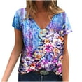 thumbnail image 1 of JeashCHAT Summer V Neck T Shirts for Women Short Sleeve Shirts Cute Printed Tshirt Blouse Casual Tops Loose Fit Graphic Tee, 1 of 5