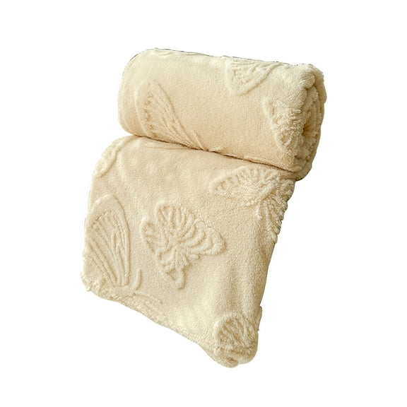 JeashCHAT Super Soft Cozy Throw Blanket for Couch Bed Sofa Chair, Butterflies Pattern Lightweight Warm Small Blanket for All Season, 40"x60", Beige