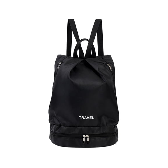 JeashCHAT Swim Backpack for Women Men, Gym Sports Bag with Shoe Compartment, Swim Bag with Wet and Dry Compartments, Travel Bag for Swimming Beach Camping (Black)