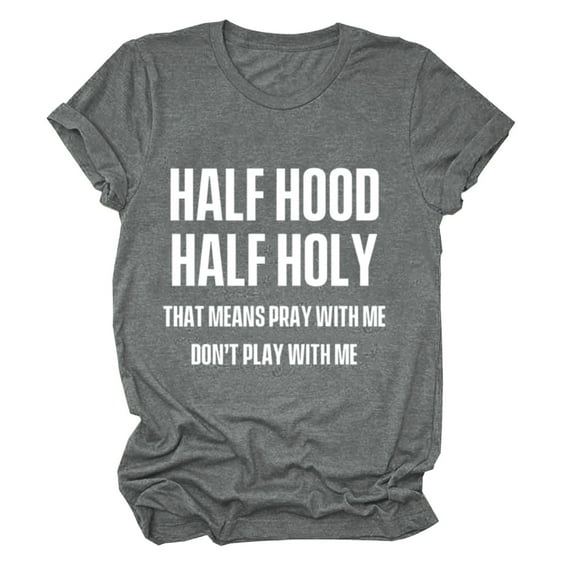 JeashCHAT T Shirts for Women Plus Size,Womens Summer Casual Shirt Letter Print Shirt Top T-Shirt Short Sleeve Cute Graphic Tee Shirts