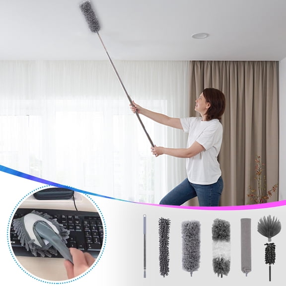 JeashCHAT Telescopic Collector Set, Refrigerator And Electrical Collector, Dry And Wet Collector Telescopic Brush, Household, Bedroom And Kitchen Cleaning Tools