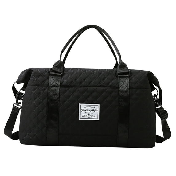 JeashCHAT Travel Duffel Bag Sports Gym Bag for Women Girls, Overnight Bag Tote Bag Carry on Luggage Travel Duffel with Adjustable Strap, Black