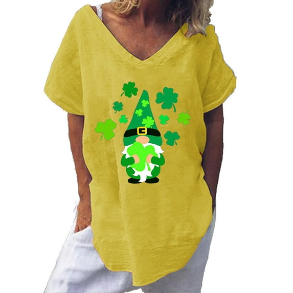 JeashCHAT Tshirts Shirts for Women Graphic Women's Casual V Neck Print Short Sleeve T-Shirt Top Blouse