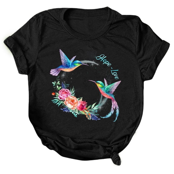 JeashCHAT Tshirts Shirts for Women Women Casual Letter Printing Short Sleeves O-Neck Loose T-Shirt Blouse Tops