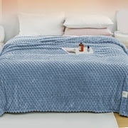 JeashCHAT Twin Blanket Flannel Bed Blanket 59x78.75 Inches Soft Lightweight Plush Cozy Blanket for Couch Sofa Bed Travel Camping, Blue