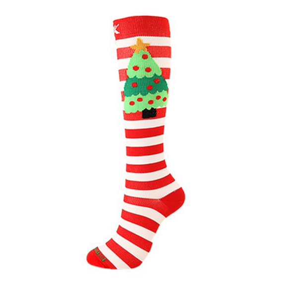 JeashCHAT Unisex Adults Women Cartoon Christmas Print 3D Socks Warm Pressure Stockings