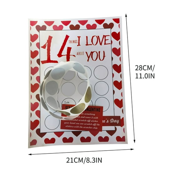 JeashCHAT Valentine Scratch Off Print Valentine's Day Scratch I Love You 14 Things Options Custom DIY Gift Scratcher