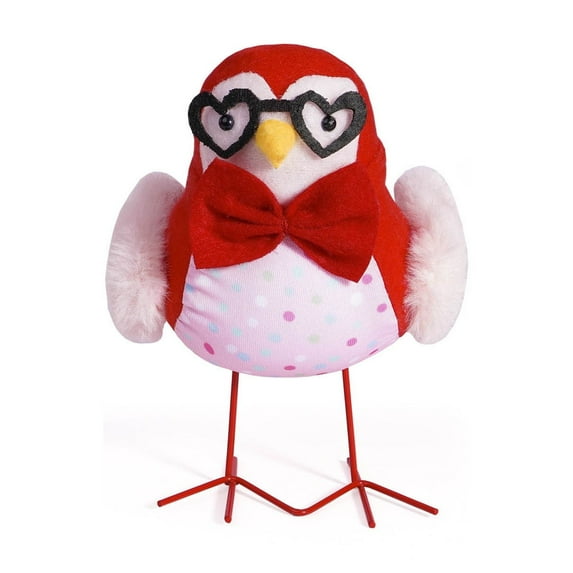 JeashCHAT Valentine's Day Birds Ornaments, Valentines Day Decorations, Cute Love Heart Bird Figurine Plush Bird Doll Fabric Bird Valentines Day Gifts for Her, Home Office Table Shelf Window Decor