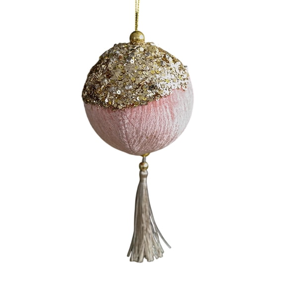 JeashCHAT Velvet Christmas Balls with Glitter Sequins and Tassel, Christmas Tree Ornaments, Christmas Tree Hanging Decorations for Wedding Xmas Holiday Party