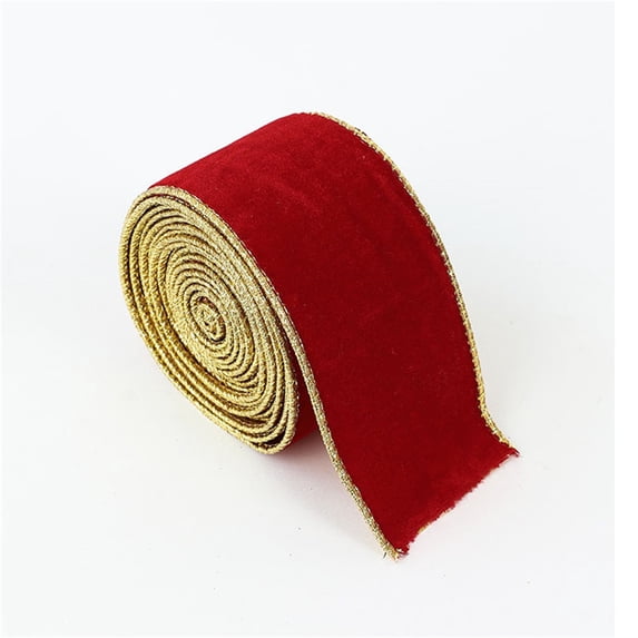 JeashCHAT Velvet Ribbon 2.5 inch x 2.2 Yards, Wired Ribbon for Gift Wrapping Floral Bouquets Wedding Party Valentine's Day Christmas Tree Wreath Decoration, Red