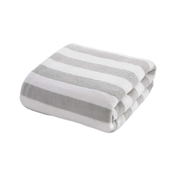 JeashCHAT Velvet Striped Bath Towel Beach Towel Pool Towel, Super Soft Highly Absorbent Quick Dry Large Towels for Bathroom Gym, 28"x55" Gray