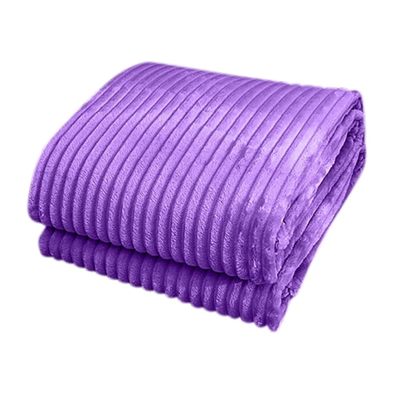 JeashCHAT Vertical Stripe Textured Throw Blanket , Warm Comfy, Super Soft Lightweight Blanket for Couch Bed Sofa Travel (39x59inch, Purple)