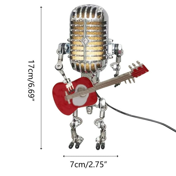 JeashCHAT Vintage Microphone Robot Table Lamp Home Desktop Decoration