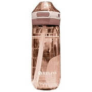JeashCHAT Water Bottle with Silicone Straw and Spill-Proof Lid, Large Capacity Fitness Sports Water Bottle Plastic Water Bottles for Gym Outdoor School, 500ml, Pink