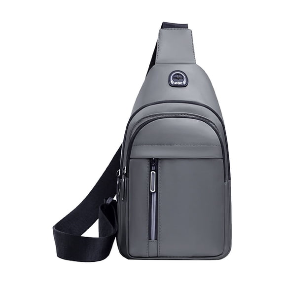 JeashCHAT Waterproof Sling Bag Strap Bag Crossbody Backpack with Headphone Hole USB Charging Port Hiking Backpack Travel Sports Chest Bag, Gray