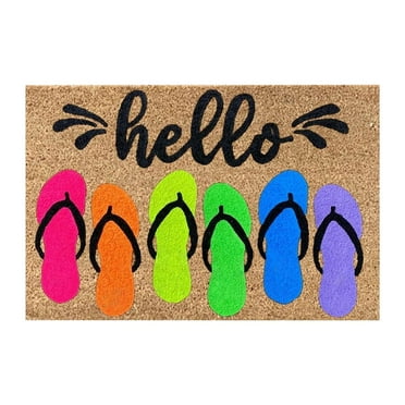 JeashCHAT Welcome Floor Doormat Clearance, Summer Flip Flops Doormat Indoor Outdoor Entrance Floor Mat Non Slip Summer Home Decor Welcome Mat, 23.62 X 15.75in