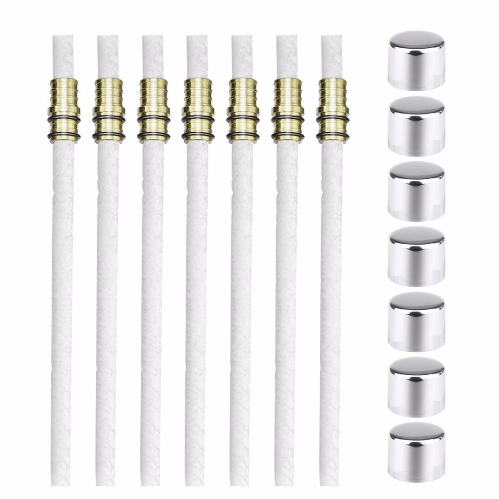 JeashCHAT Wine Bottle Torch Kit 7 Pack, Includes 7 Long Life Torch Wicks, Brass Wick Mount