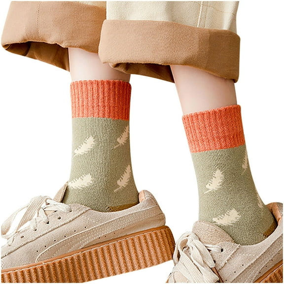JeashCHAT Winter Women Coral Fleece Socks Middle Tube Retro Stocking