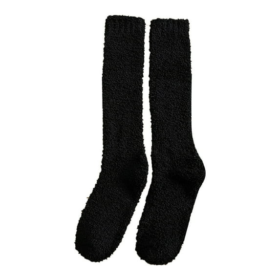 JeashCHAT Winter Women Coral Fleece Socks Middle Tube Sleeping Home Solid Calf Socks