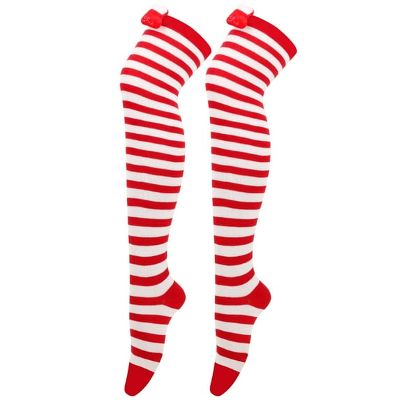 JeashCHAT Women Christmas Long Tube Knee Socks Striped Garter Cute Accessories Christmas Party