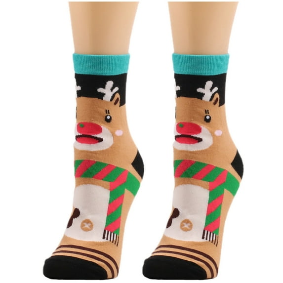 JeashCHAT Women Cute Christmas Vintage Printing Thicker Socks Long Sock Comfortable Socks