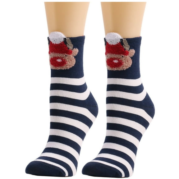 JeashCHAT Women Cute Christmas Vintage Printing Thicker Socks Long Sock Comfortable Socks