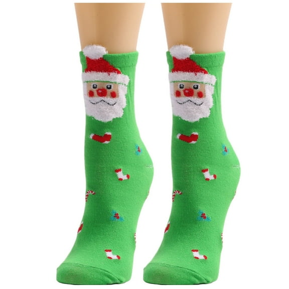 JeashCHAT Women Cute Christmas Vintage Printing Thicker Socks Long Sock Comfortable Socks