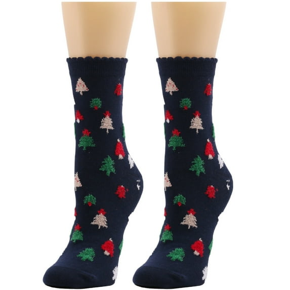 JeashCHAT Women Cute Christmas Vintage Printing Thicker Socks Long Sock Comfortable Socks